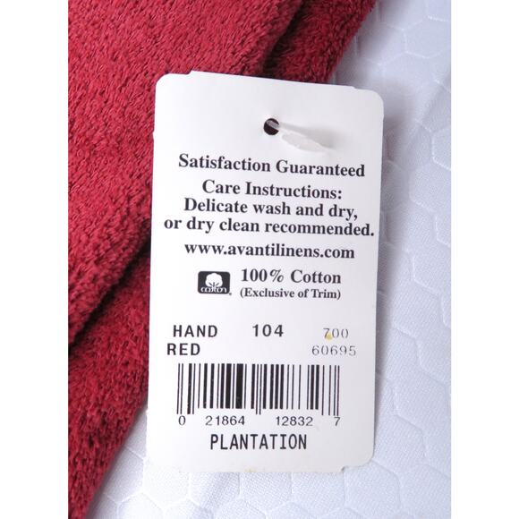 Nwt AVANTI Red Plantation Hand Towels w/ Tassels Set of 2 100% Cotton - Picture 5 of 5